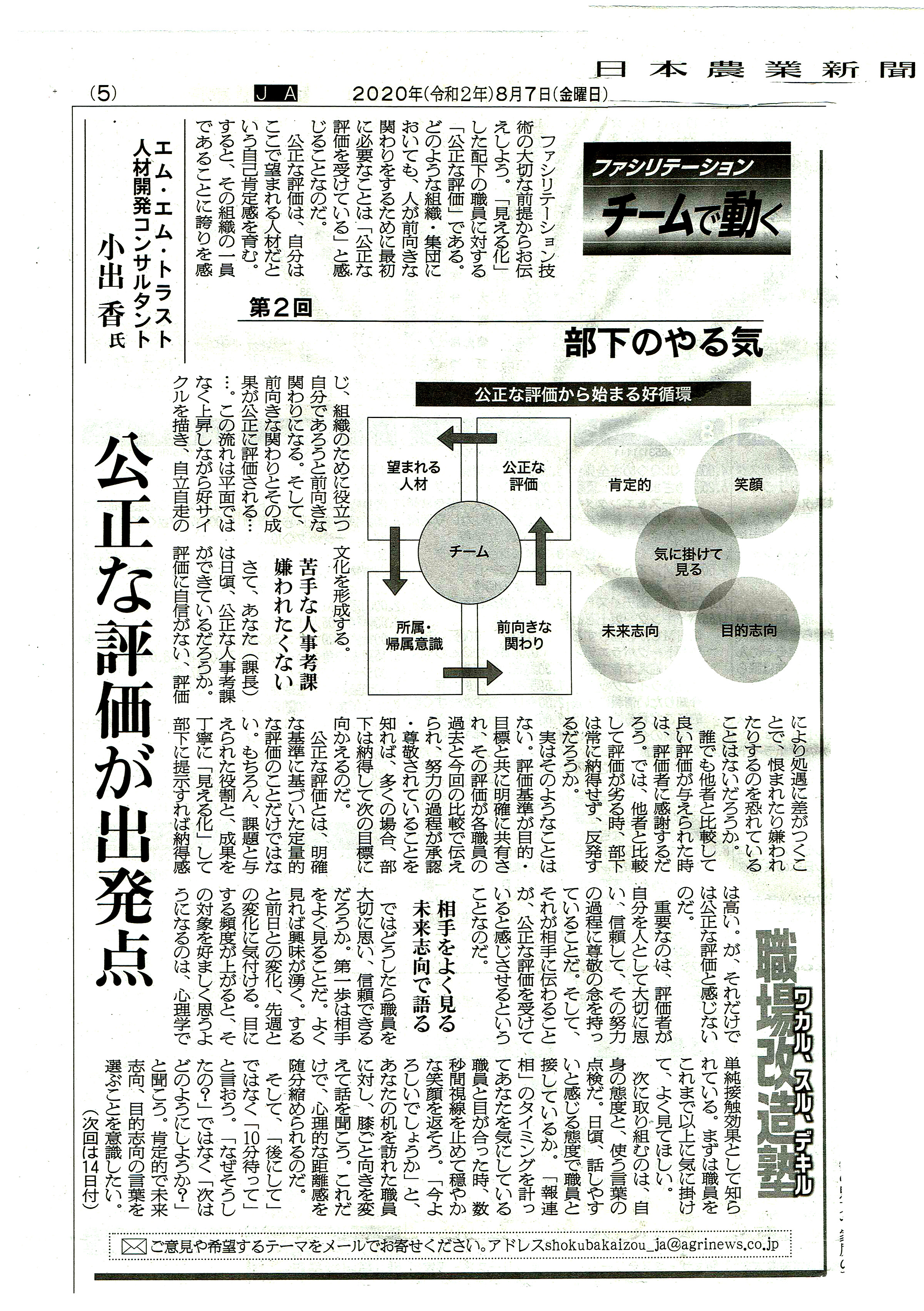 「日本農業新聞」に小出香講師の連載記事
